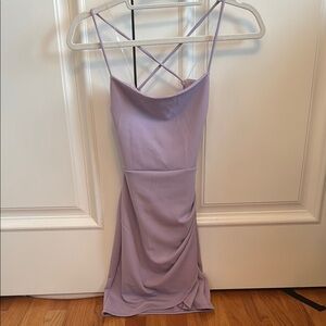 Windsor Purple Ruched Spaghetti Strap Cocktail Dress